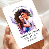 Lavender Photo Save the Date Floral Wedding マグネット