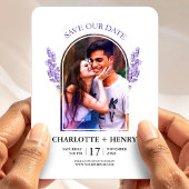 Lavender Photo Save the Date Floral Wedding マグネット