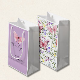 Lavender Pink Butterfly Greenery Baby Shower スモールペーパーバッグ
