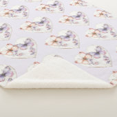 Lavender Pink Floral Heart Butterflies Birthday シェルパブランケット (3/4)
