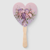 Lavender Pink Floral Heart Summer Wedding Hand Fan ハンドファン (裏面)