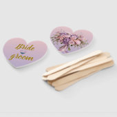 Lavender Pink Floral Heart Summer Wedding Hand Fan ハンドファン (組立なし)
