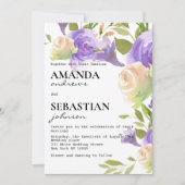 Lavender pink mint green floral botanical wedding  招待状 (正面)