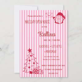 Lavender Pink Plaid Holiday Open House Invitation 招待状
