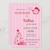 Lavender Pink Plaid Holiday Open House Invitation 招待状 (正面/裏面)
