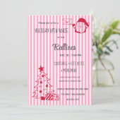 Lavender Pink Plaid Holiday Open House Invitation 招待状 (スタンド正面)