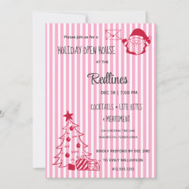 Lavender Pink Plaid Holiday Open House Invitation 招待状