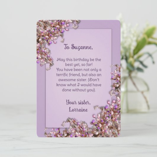 Lavender Pink Spring Lilacs Birthday Card 招待状 (スタンド正面)