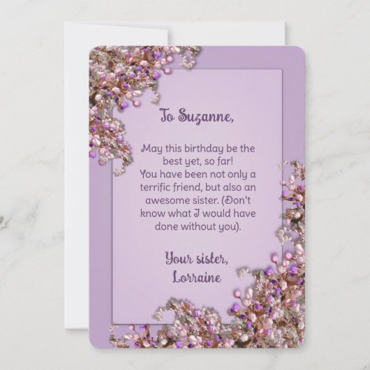 Lavender Pink Spring Lilacs Birthday Card 招待状 (正面)