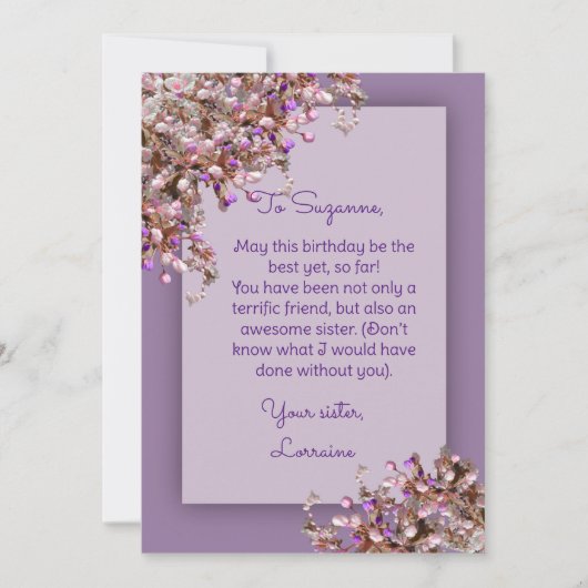 Lavender Pink Spring Lilacs Birthday Card 招待状 (正面)