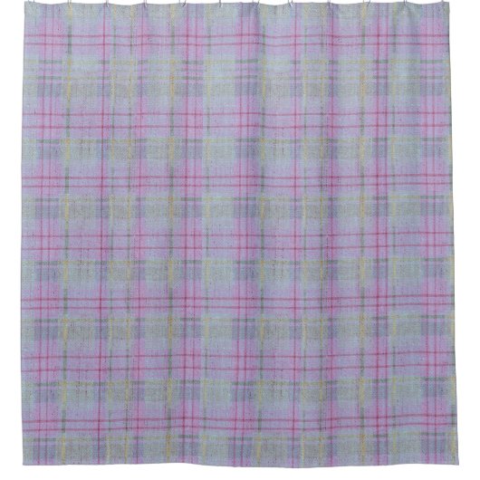 Lavender Plaid Harmony  シャワーカーテン (正面)