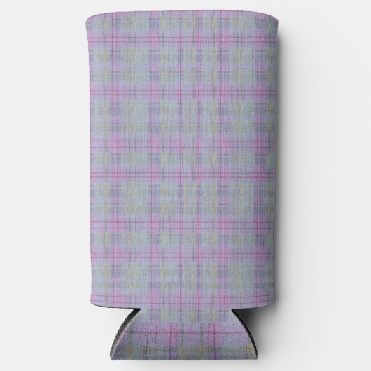 Lavender Plaid Harmony  スリム缶クーラー (正面)