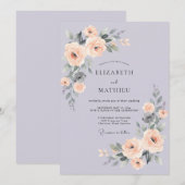 Lavender Polished Spring Wedding 招待状 (正面/裏面)