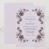 Lavender Polished Vintage Wedding 招待状 (正面/裏面)