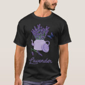 Lavender Pot Vase Butterfly Beautiful Flower Tシャツ (正面)