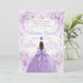 Lavender Princess Quinceañera Purple Lilac 招待状 (スタンド正面)