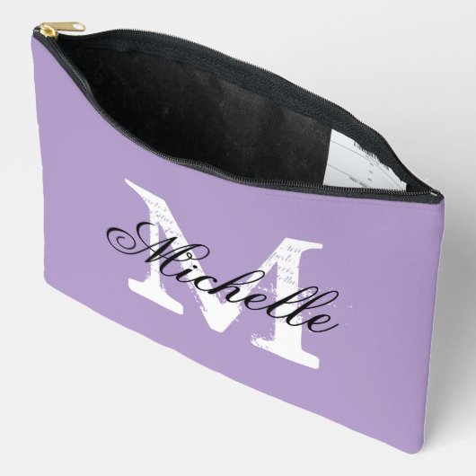 Lavender purple accessory pouch with monogram アクセサリーポーチ (見開き)