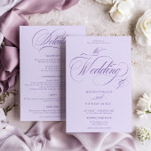 Lavender Purple all in one calligraphy wedding  招待状