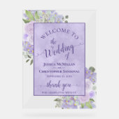 Lavender Purple Boho Chic Floral Wedding Welcome アクリルサイン (正面)