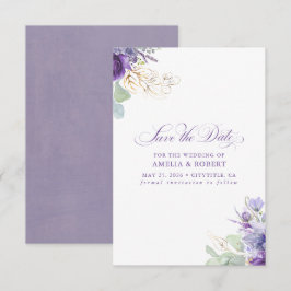 Lavender Purple Botanical Elegant Save the Date セーブザデート