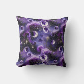 Lavender Purple Celestial Moon Phases Throw Pillow クッション (正面)