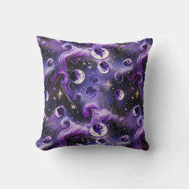 Lavender Purple Celestial Moon Phases Throw Pillow クッション