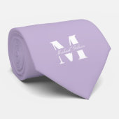 Lavender Purple Custom Monogram Wedding Groomsmen ネクタイ (ロール)
