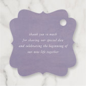 Lavender Purple Floral Botanical Wedding Thank You フェイバータグ (裏面)