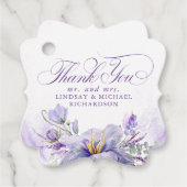 Lavender Purple Floral Botanical Wedding Thank You フェイバータグ (正面)