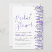 Lavender Purple Floral Bridal Shower 招待状 (正面)