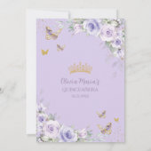 Lavender Purple Floral Butterflies Quinceañera 16 招待状 (裏面)
