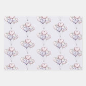 Lavender Purple Floral Heart Balloons Valentine ラッピングペーパーシート (正面)