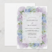 Lavender Purple Floral Romance Wedding 招待状 (正面/裏面)