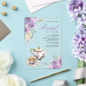 Lavender Purple Floral Tea Party Bridal Shower アクリル招待状 (インサイチュ (ウェディング))