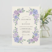 Lavender Purple Floral Whimsy Wedding 招待状 (スタンド正面)