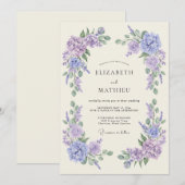 Lavender Purple Floral Whimsy Wedding 招待状 (正面/裏面)