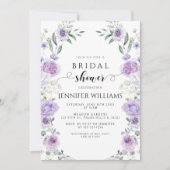 Lavender Purple Flower Boho Wreath Bridal Shower 招待状 (正面)