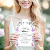 Lavender Purple Flower Boho Wreath Bridal Shower 招待状