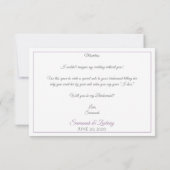 Lavender Purple & Gray Be My Bridesmaid Card カード (裏面)