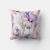 Lavender Purple Iris Flowers クッション (正面)