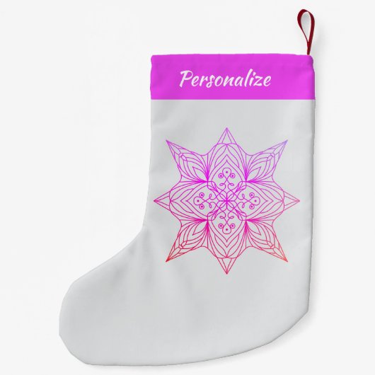Lavender Purple Mandala Personalized Christmas スモールクリスマスストッキング (裏面)