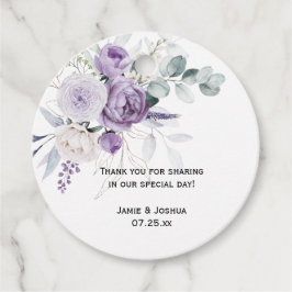 Lavender Purple Peonies White Rose Wedding フェイバータグ