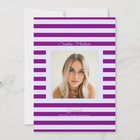 Lavender Purple Prep High School Photo Grad Cards 案内状 (正面)