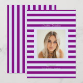 Lavender Purple Prep High School Photo Grad Cards 案内状 (正面/裏面)