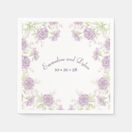 Lavender Purple Rose Wedding スタンダードカクテルナプキン
