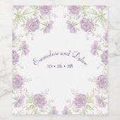 Lavender Purple Rose Wedding ワインラベル (シングルラベル)