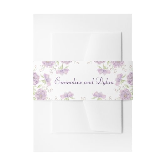 Lavender Purple Rose Wedding 招待状ベリーバンド (正面例)