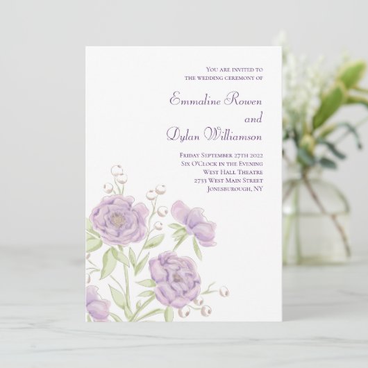 Lavender Purple Rose Wedding 招待状 (スタンド正面)