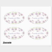 Lavender Purple Rose Wedding 楕円形シール (シート)
