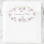 Lavender Purple Rose Wedding 楕円形シール (バッグ)